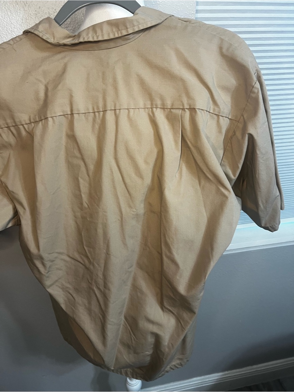 Vintage Christian Dior Work Shirt Button-Down Women's Large Tan, Blue White red - Picture 16 of 16